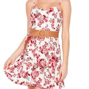 ✨ B Smart Black White Floral Belted Dress✨